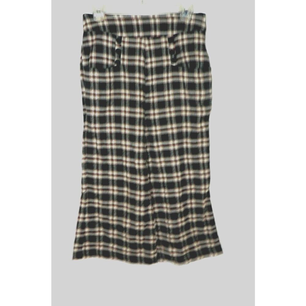 Unique Vintage Pants Size Medium Plaid Blue High-Rise Cropped Lightweight